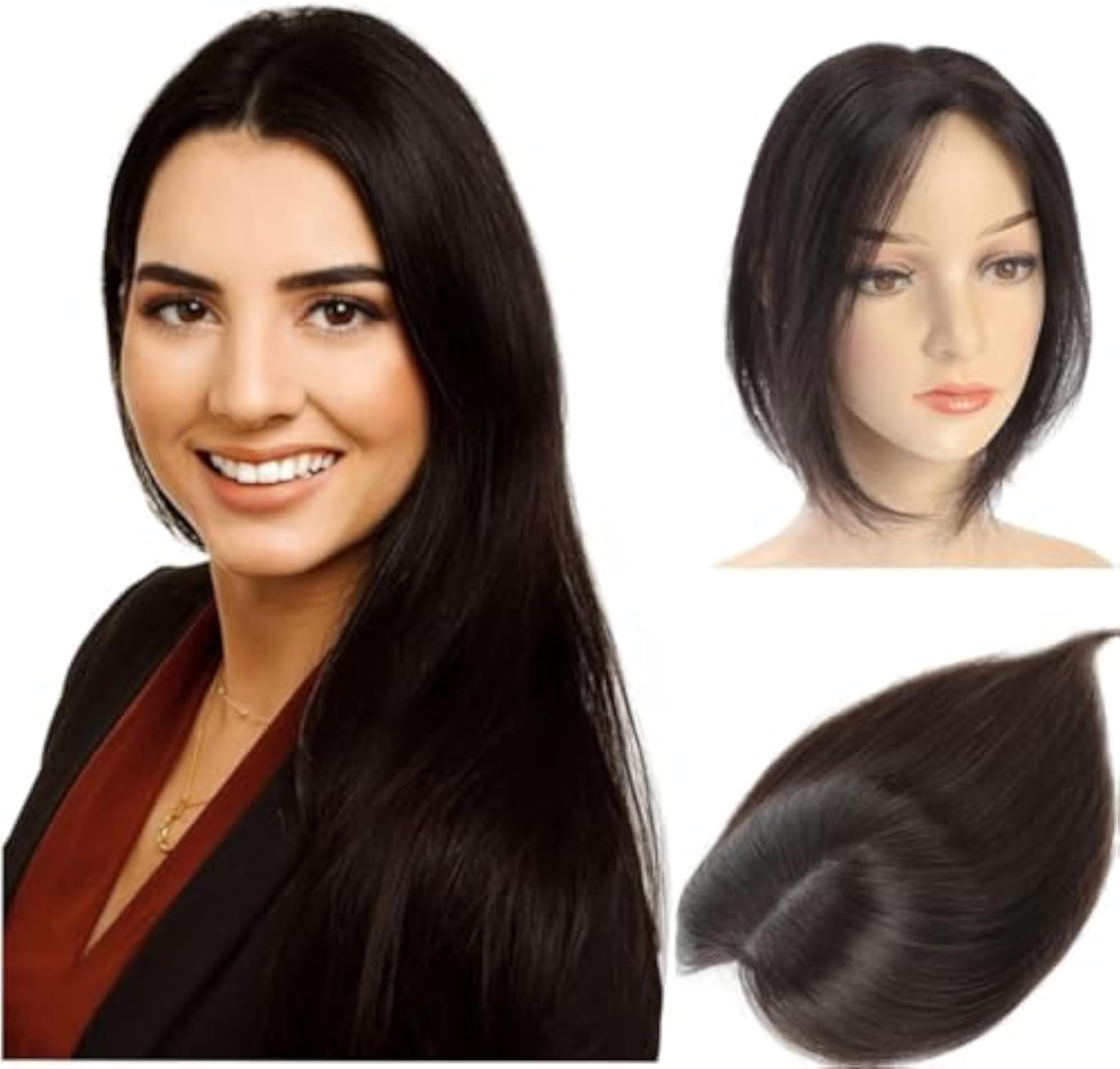 Hair Toppers with Clips, Silk Base Forehead Topper